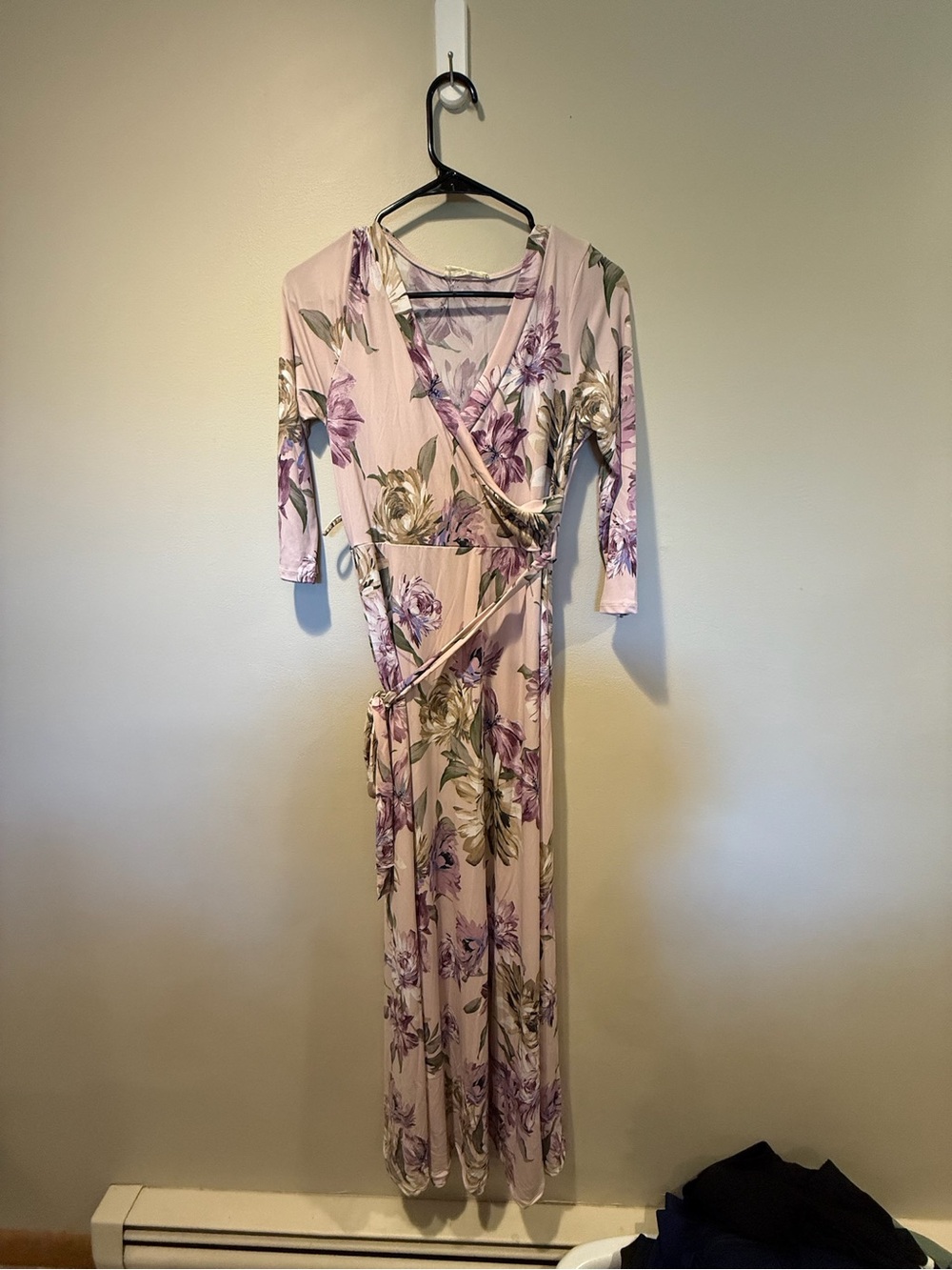Hello MIZ maternity Pink Floral Wrap Maxi Dress